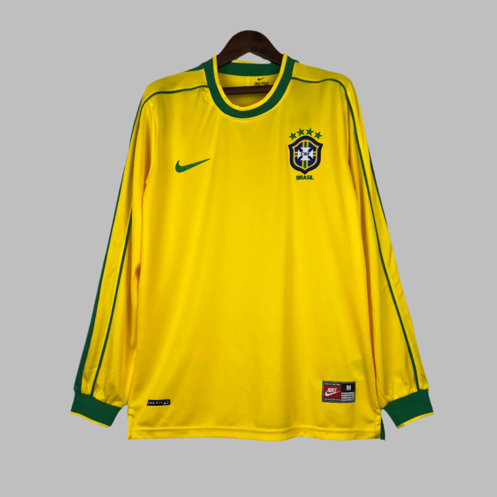 98/ Retro Long Sleeve Brazil Home Jersey