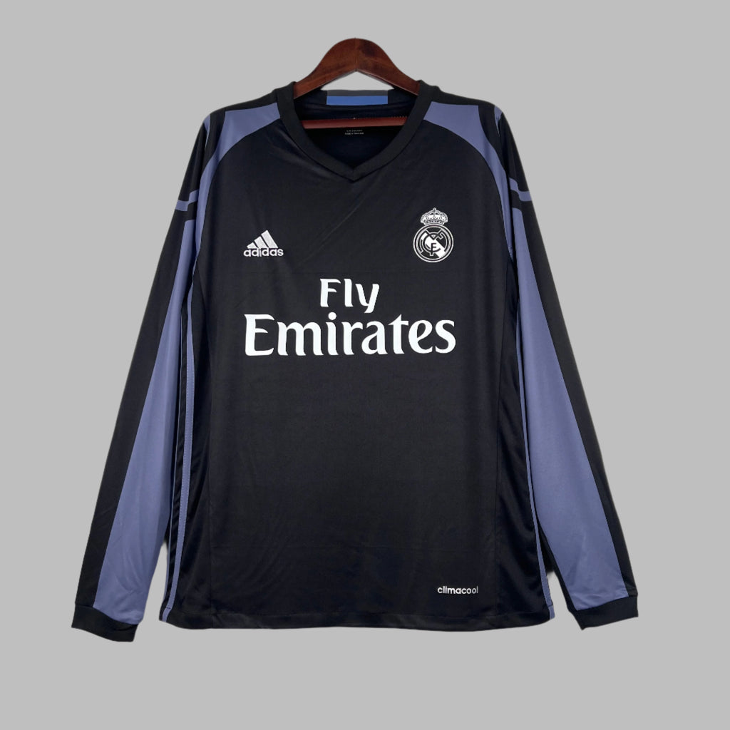 16/17 Retro Long Sleeve Real Madrid Black Jersey